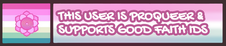 A userbox with a flag on the left and text on the right. The text on the right states: "This user is proqueer and supports good faith IDs."